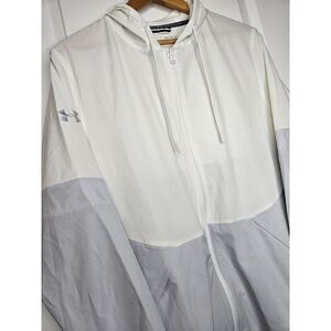 Under Armour Mens UA‎ Squad Warm Up Jacket Size Medium White Gray Colorblock